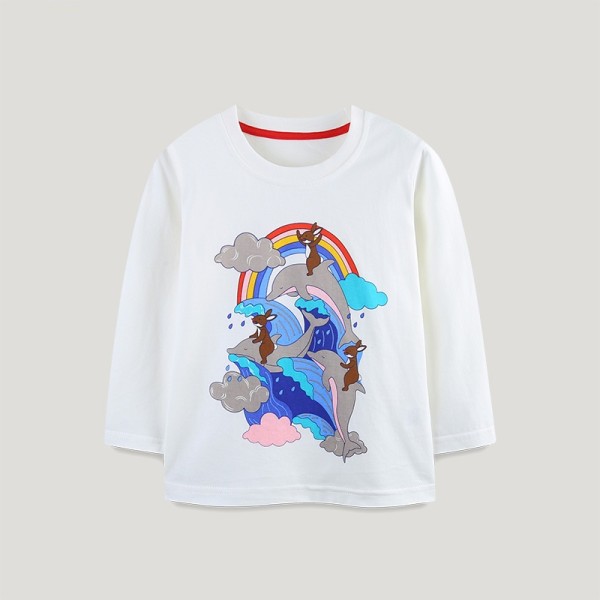 Kids Girl O Neck Print Long Sleeve T Shirt GASD-5372