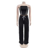 Solid Color Wrap Chest Split Two Piece Pants Set BY-C7056
