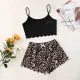 Leopard Print Sling Tops Loungewear Set GXMB-TL9618_BK