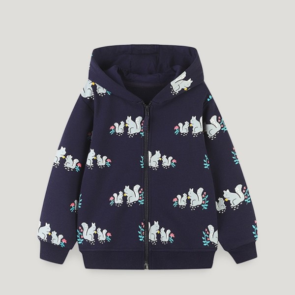 Kids Girl Casual Zipper Long Sleeve Hoodie Sweatshirt Jacket  GASD-6002