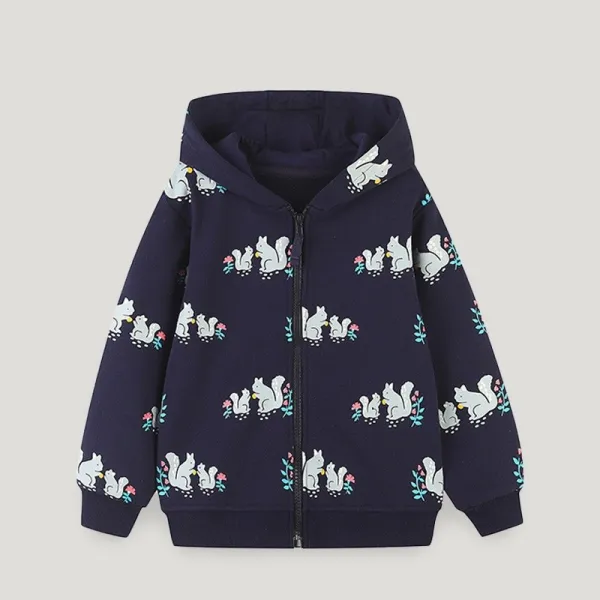 Kids Girl Casual Zipper Long Sleeve Hoodie Sweatshirt Jacket  GASD-6002