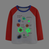 Kids Boys  Luminous Planet Print Color Block T Shirt GASD-5379