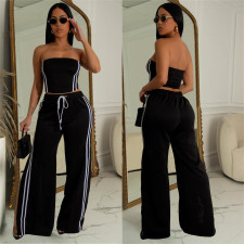 Solid Color Wrap Chest Split Two Piece Pants Set BY-C7056