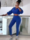 Hooded Long Sleeve Drawstring Tops Pants Suit CH-HR24059