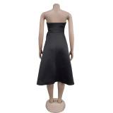 Solid Color Sleeveless Tube Top Midi Dress BY-7029