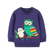 Kids Girl Cartoon Embroidery O Neck Pullover Sweatshirt GASD-8177