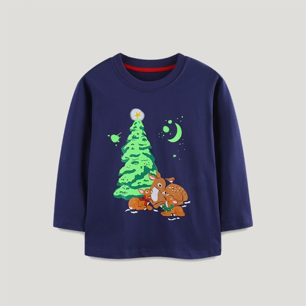 Kids Luminous  Christmas Print Boys T-shirt GASD-5382