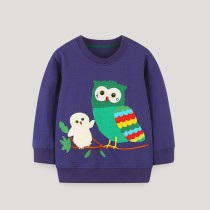 Kids Girl Cartoon Embroidery O Neck Pullover Sweatshirt GASD-8177