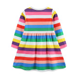 Kids Girl's Color Stripe Print Csual Dress GASD-1532