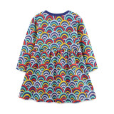 Kids Girl's Print Long Sleeve Fashion Dress GASD-1534