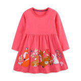 Kids Girl's Fashion Cartoon Animals Print Casual Dress GASD-1521