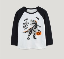 Kids Boy's Halloween Dinosaur Print Long Sleeve T-Shirt GASD-5394