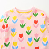 Kids Girl's Floral Printed O Neck Princess Dress GASD-1533