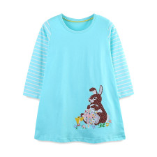 Kids Girl's Print Stripe Long Sleeve Dress GASD-1523