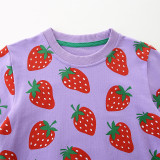 Kids Girl's Strawberry Print Crew Neck Sweatshirt GASD-8210