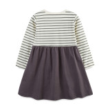 Kids Girl's Long Sleeve Stripe Print Dress GASD-1516
