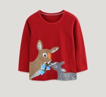 Kids Girl's Cartoon Deer Print T Shirt GASD-5385