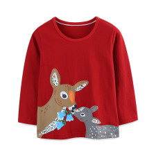 Kids Girl's Cartoon Deer Print T Shirt GASD-5385