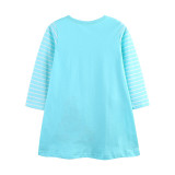Kids Girl's Print Stripe Long Sleeve Dress GASD-1523