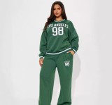Letter Print Loose Sport Sport Sweatshirt Pants Set GBGF-5038