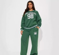 Letter Print Loose Sport Sport Sweatshirt Pants Set GBGF-5038