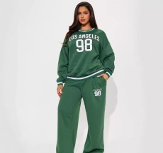 Letter Print Loose Sport Sport Sweatshirt Pants Set GBGF-5038