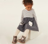 Kids Girl's Long Sleeve Stripe Print Dress GASD-1516