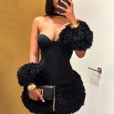 Sexy Backless Tube Tops Mini Dress XEF-51230