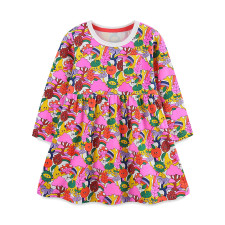 Kids Girl's Cartoon Full Printed Princess Dress GASD-1538