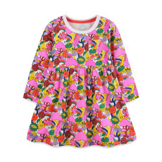 Kids Girl's Cartoon Full Printed Princess Dress GASD-1538