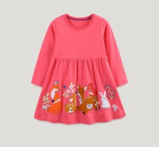 Kids Girl's Fashion Cartoon Animals Print Casual Dress GASD-1521