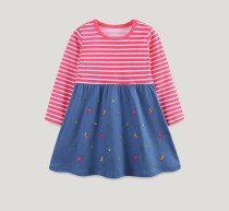 Kids Girl's Long Sleeve Stripe Print Princess Dress GASD-1517