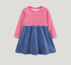 Kids Girl's Long Sleeve Stripe Print Princess Dress GASD-1517