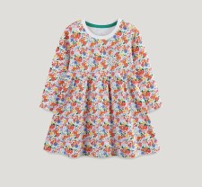 Kids Girl's Floral Print Round Neck Princess Dress GASD-1530