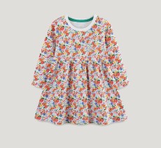Kids Girl's Floral Print Round Neck Princess Dress GASD-1530