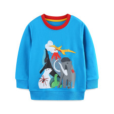 Kids Boy's Ribbed Patchwork Print Sweatshirt GASD-8225