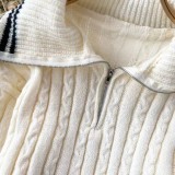 Contrst Color Sweater Long Sleeve Shorts Suit GPND-lw230968