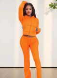 Fashion Long Sleeve Hooded Tops Pants Suit YD-8815