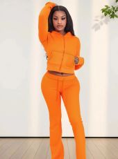Fashion Long Sleeve Hooded Tops Pants Suit YD-8815