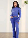 Fashion Long Sleeve Hooded Tops Pants Suit YD-8815