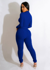 Solid Color Zipper V Neck Jumpsuit YD-1167
