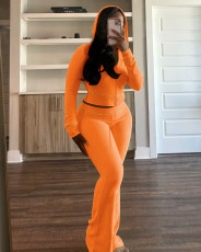 Fashion Long Sleeve Hooded Tops Pants Suit YD-8815