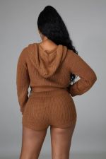Fashion Zipper Hooded Sweater Romper GDYF-6694