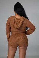 Fashion Zipper Hooded Sweater Romper GDYF-6694