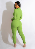 Solid Color Zipper V Neck Jumpsuit YD-1167