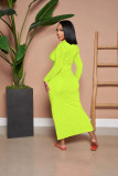 V Neck Pleated Solid Color Long Dress YD-1160-A6