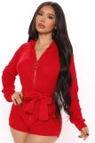 Fashion Zipper Hooded Sweater Romper GDYF-6694