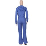 Fashion Long Sleeve Hooded Tops Pants Suit YD-8815