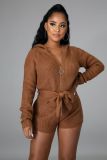 Fashion Zipper Hooded Sweater Romper GDYF-6694
