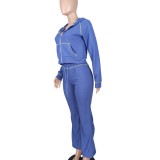 Fashion Long Sleeve Hooded Tops Pants Suit YD-8815